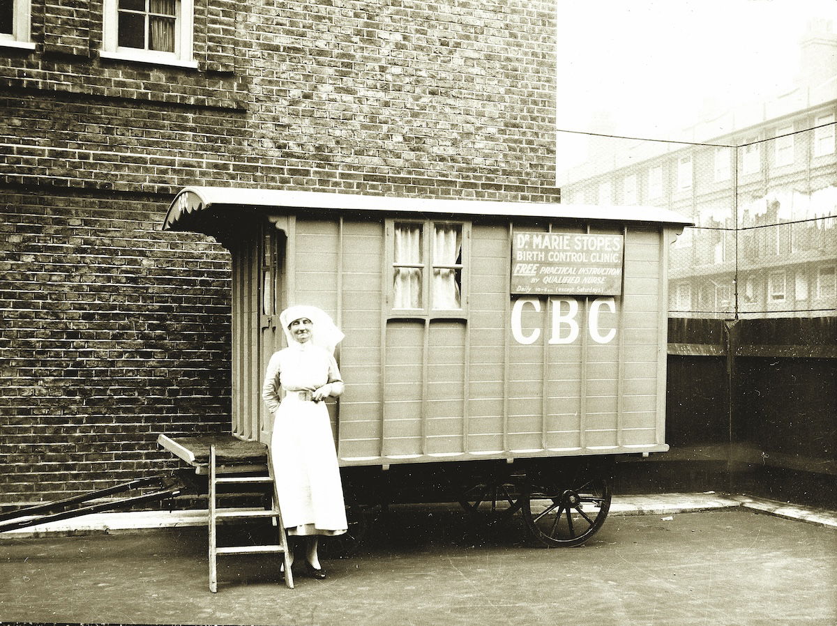 Marie Stopes’ Birth Control Clinic van, c.1920. Wellcome Collection. Public Domain. Marie Stopes’ Birth Control Clinic van, c.1920. Wellcome Collection. Public Domain.