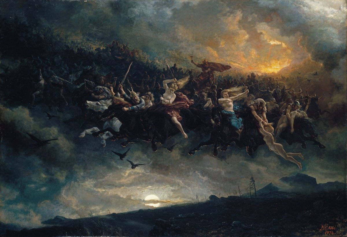 The Wild Hunt of Odin, Peter Nicolai Arbo, 1872. Photo Jacques Lathion/Nasjonalmuseet Norway. Public Domain. The Wild Hunt of Odin, Peter Nicolai Arbo, 1872. Photo Jacques Lathion/Nasjonalmuseet Norway. Public Domain.