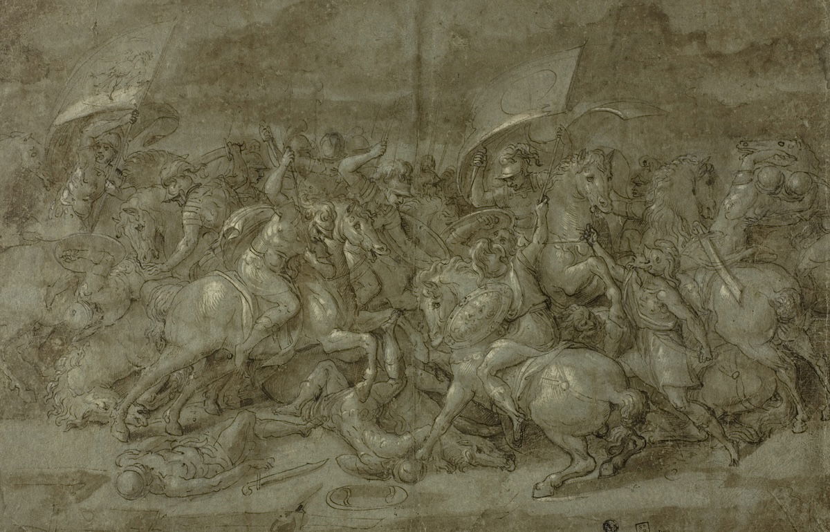 Battle between Romans and barbarians, unknown artist, 16th century. Art Institute of Chicago. Public Domain. Battle between Romans and barbarians, unknown artist, 16th century. Art Institute of Chicago. Public Domain.