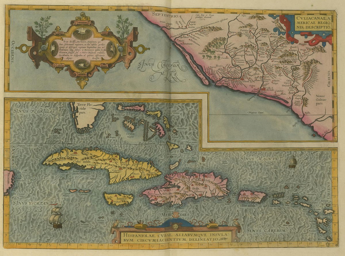 A map of Hispaniola, Cuba and Western Mexico, by Abraham Ortelius. 1598. John Carter Brown Library at Brown University. Public Domain. A map of Hispaniola, Cuba and Western Mexico, by Abraham Ortelius. 1598. John Carter Brown Library at Brown University. Public Domain.