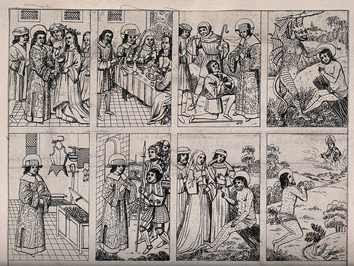 The sufferings and death of King Henry VI compared with the sufferings of Job, 1786. Wellcome Collection. Public Domain. The sufferings and death of King Henry VI compared with the sufferings of Job, 1786. Wellcome Collection. Public Domain.