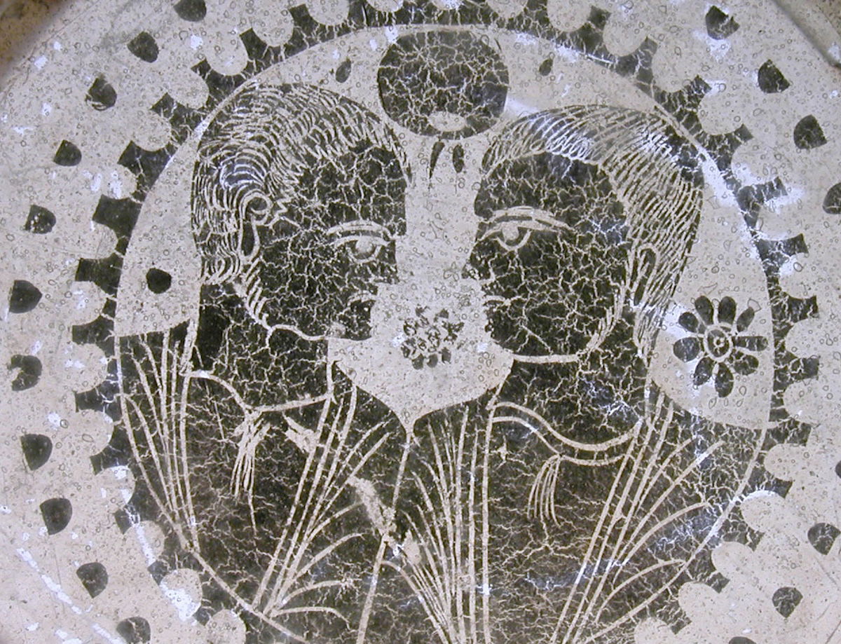 A Roman bowl base showing two male figures, c.300-400s. Metropolitan Museum of Art. Public Domain., A Roman bowl base showing two male figures, c.300-400s. Metropolitan Museum of Art. Public Domain.,