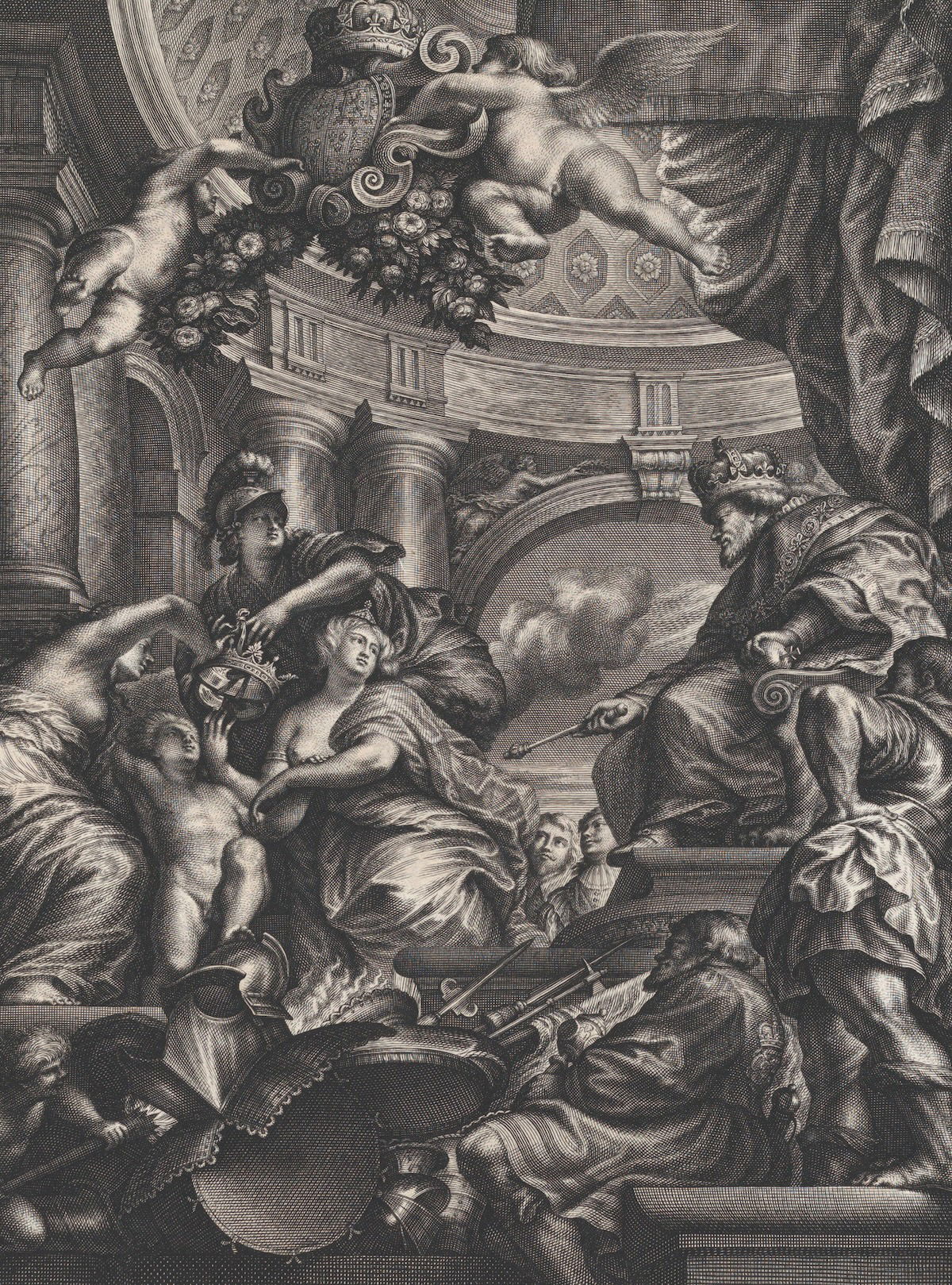 An allegorical scene showing the benefits of James I’s reign, by Simon Gribelin II after Peter Paul Rubes, 1720. Metropolitan Museum of Art. Public Domain. An allegorical scene showing the benefits of James I’s reign, by Simon Gribelin II after Peter Paul Rubes, 1720. Metropolitan Museum of Art. Public Domain.