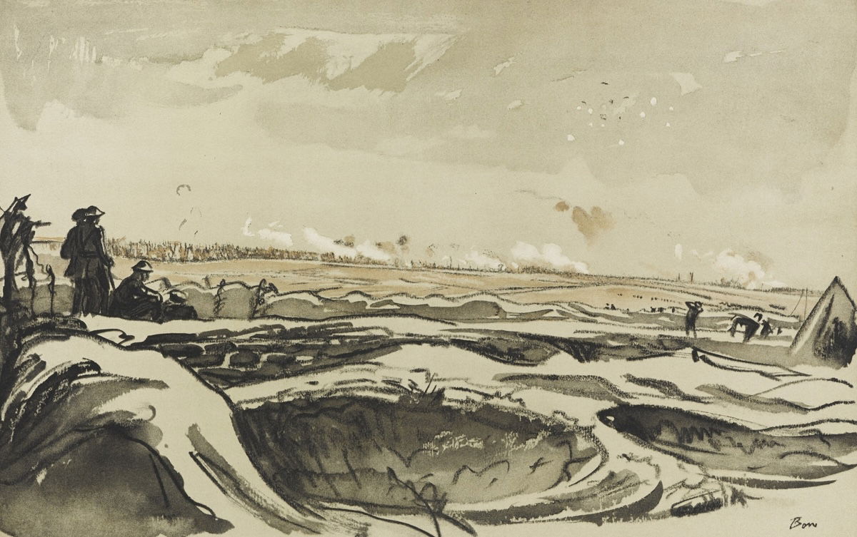 The Battle of the Somme, by Sir David Muirhead Bone, 1916. Royal Albert Memorial Museum & Art Gallery. Public Domain. The Battle of the Somme, by Sir David Muirhead Bone, 1916. Royal Albert Memorial Museum & Art Gallery. Public Domain.