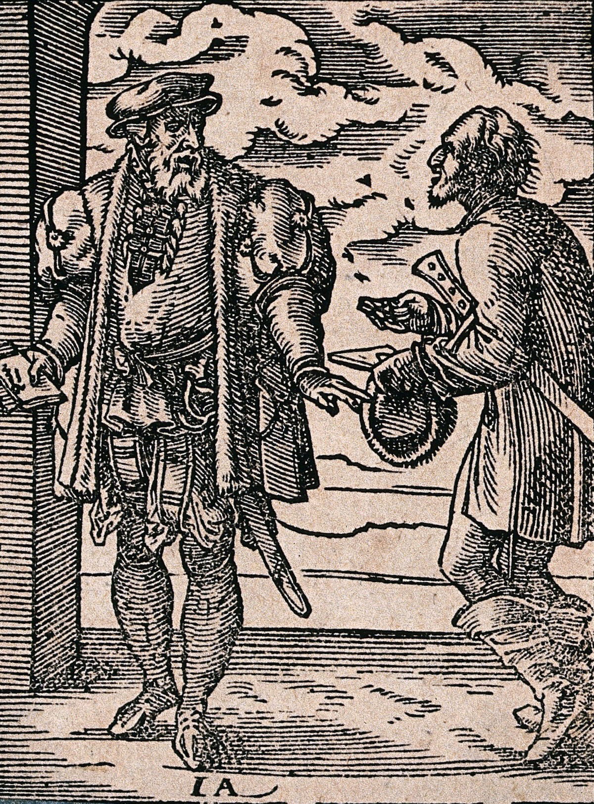 A lawyer receiving a plea from a poor man, woodcut by Jost Amman, 1568. Wellcome Collection. Public Domain. A lawyer receiving a plea from a poor man, woodcut by Jost Amman, 1568. Wellcome Collection. Public Domain.