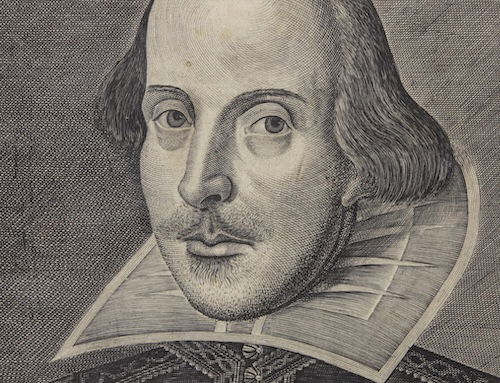Portrait of William Shakespeare from the title page of the First Folio, 1623. Beinecke Library, Yale University. Public Domain.