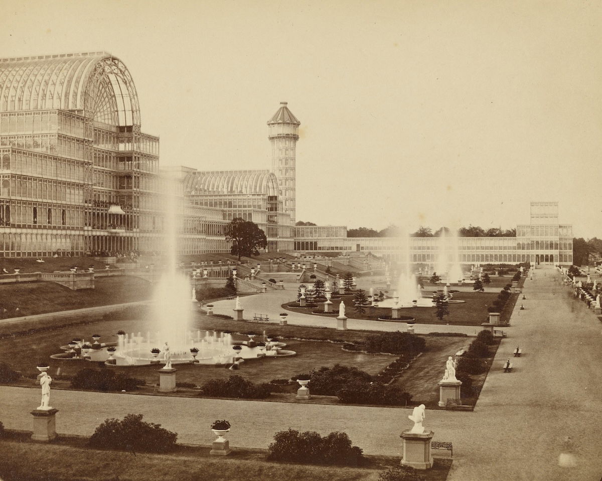 Crystal Palace front gardens, Philip H. Delamotte, c.1854. J. Paul Getty Trust. Public Domain. Crystal Palace front gardens, Philip H. Delamotte, c.1854. J. Paul Getty Trust. Public Domain.
