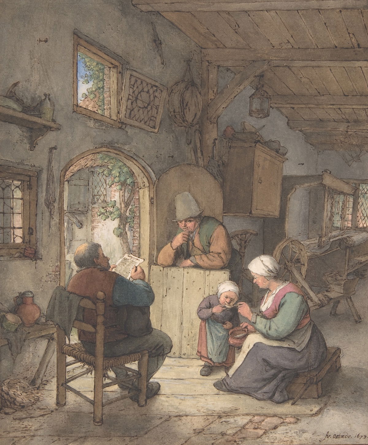‘Reading the News at the Weavers' Cottage’, Adriaen van Ostade, 1673. Metropolitan Museum of Art. Public Domain. ‘Reading the News at the Weavers' Cottage’, Adriaen van Ostade, 1673. Metropolitan Museum of Art. Public Domain.