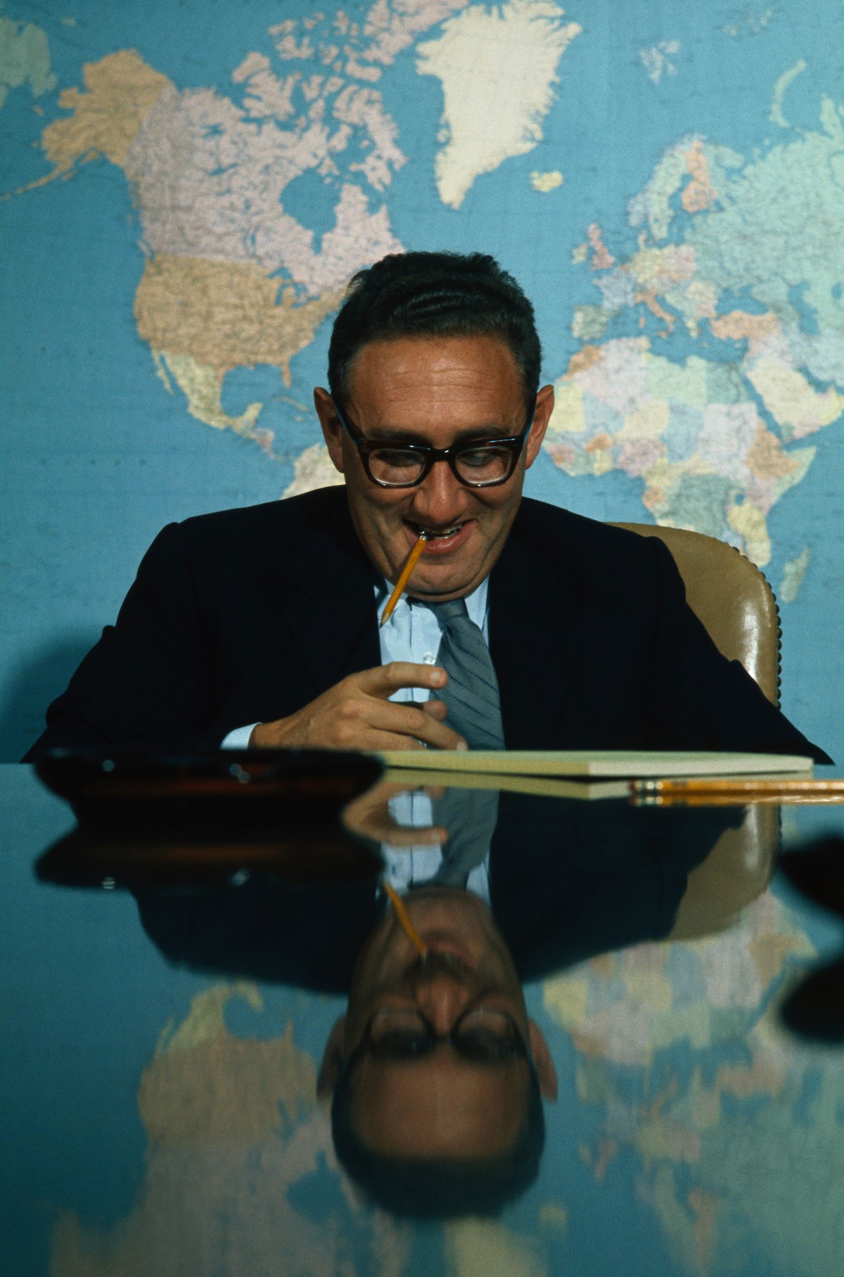 Henry Kissinger poses for a portrait in the Situation Room in the basement of the West Wing at the White House, Washington, DC, 1969. Photo © Wally McNamee/CORBIS/Getty Images. Henry Kissinger poses for a portrait in the Situation Room in the basement of the West Wing at the White House, Washington, DC, 1969. Photo © Wally McNamee/CORBIS/Getty Images.
