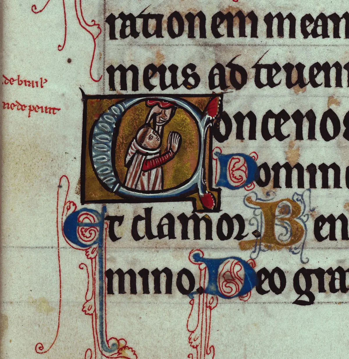 Historiated initial with a self-portrait of William de Brailes, the De Brailes Hours, c.1240. British Library/Bridgeman Images.