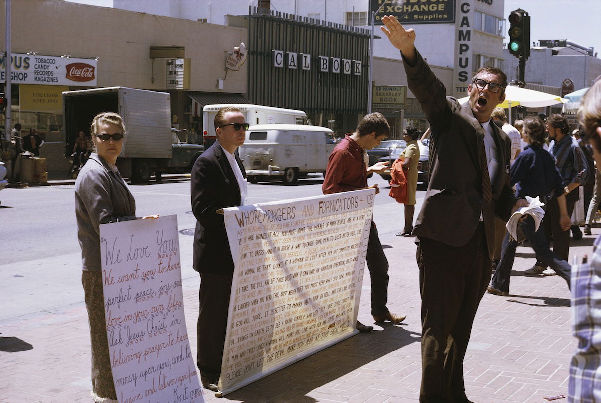 Street preachers, Berkeley, California, July 1969. Photo by Harvey L. Silver/Corbis/Getty Images.