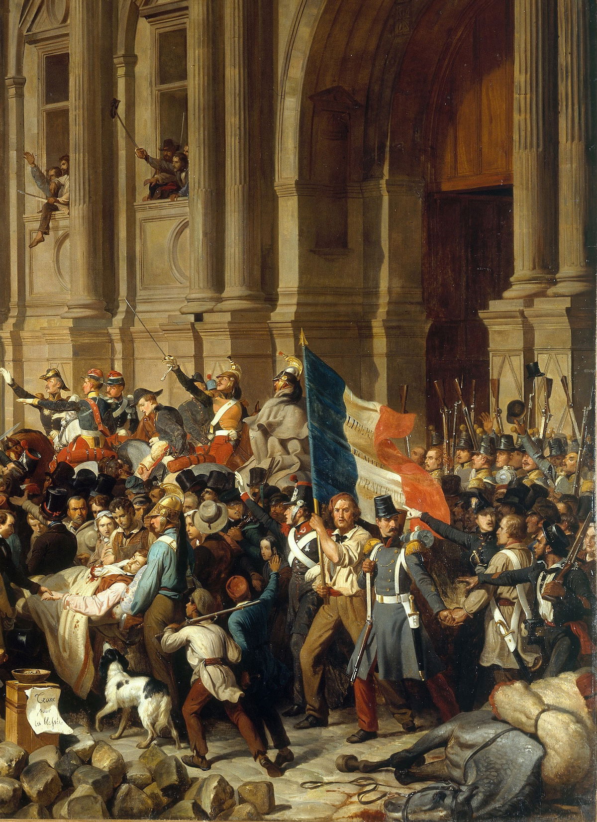 Lamartine refusant le drapeau rouge devant l’Hôtel de Ville, by Hénri-Félix Philippoteaux, 1848. Petit Palais, musée des Beaux-arts de la Ville de Paris. Public Domain.