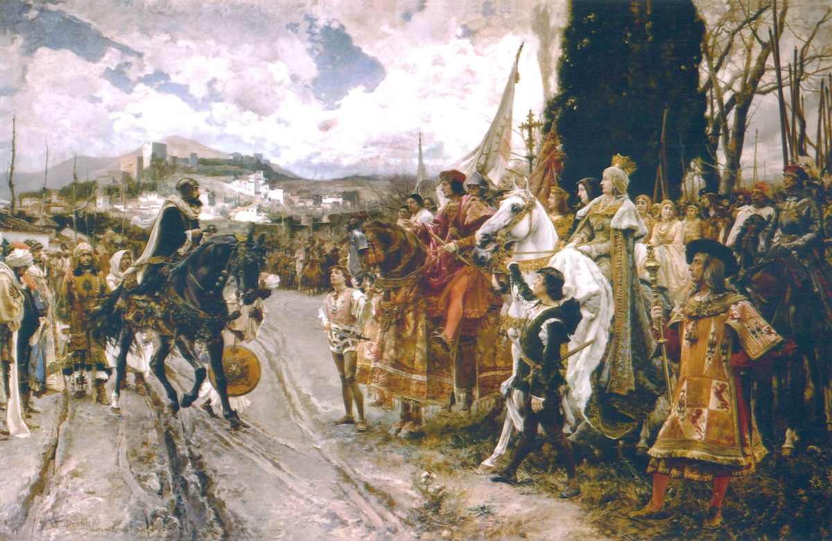 The Capitulation of Granada, by Francisco Pradilla Ortiz, 1882. Senado de España. Public Domain.