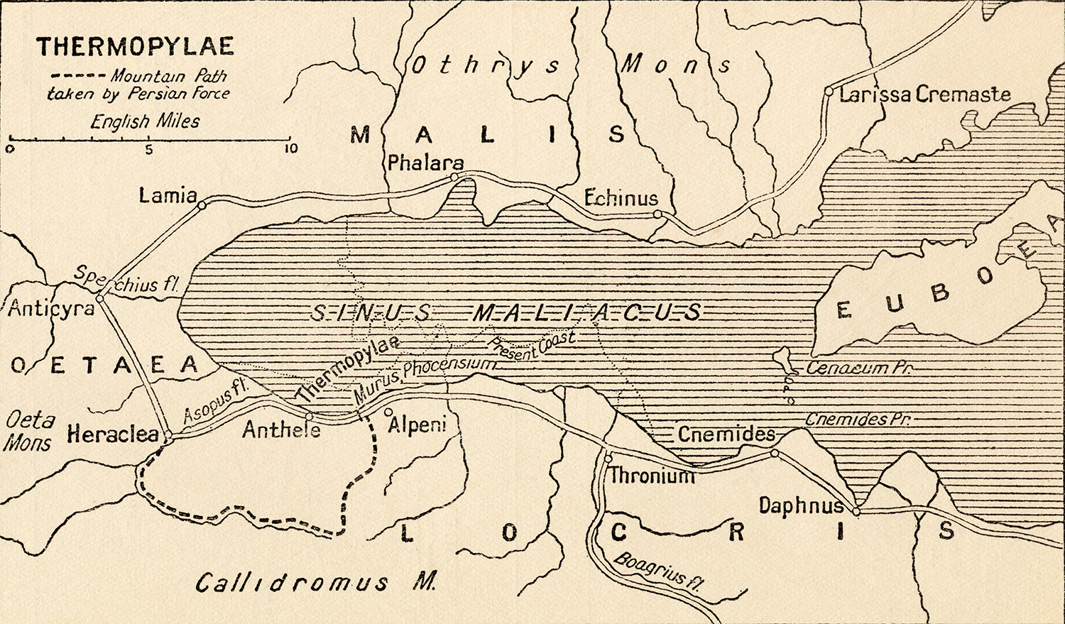 Map of Thermopylae, Greece.