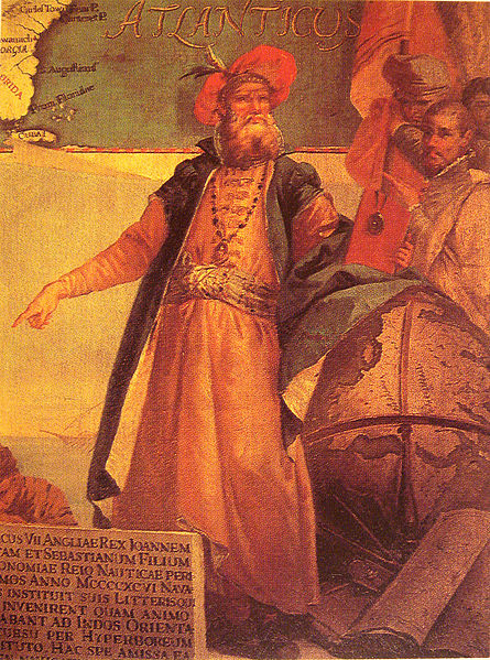 John Cabot in traditional Venetian garb by Giustino Menescardi (1762). A mural painting in the Sala dello Scudo in the Palazzo Ducale, Venice.