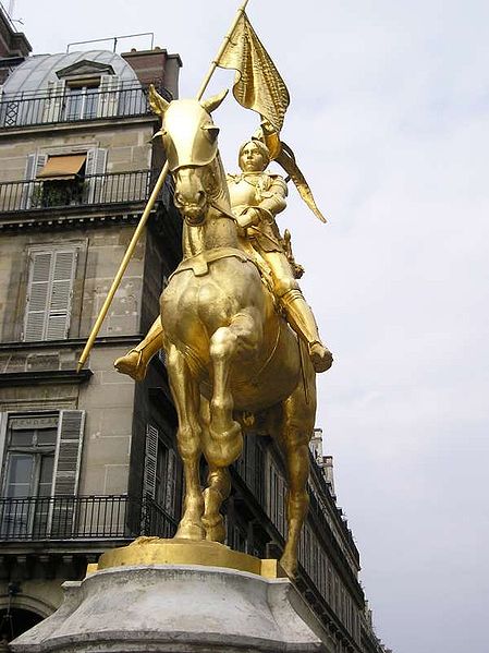 The gilded statue of Joan of Arc in the Place des Pyramides by Emmanuel Fremiet (1874)