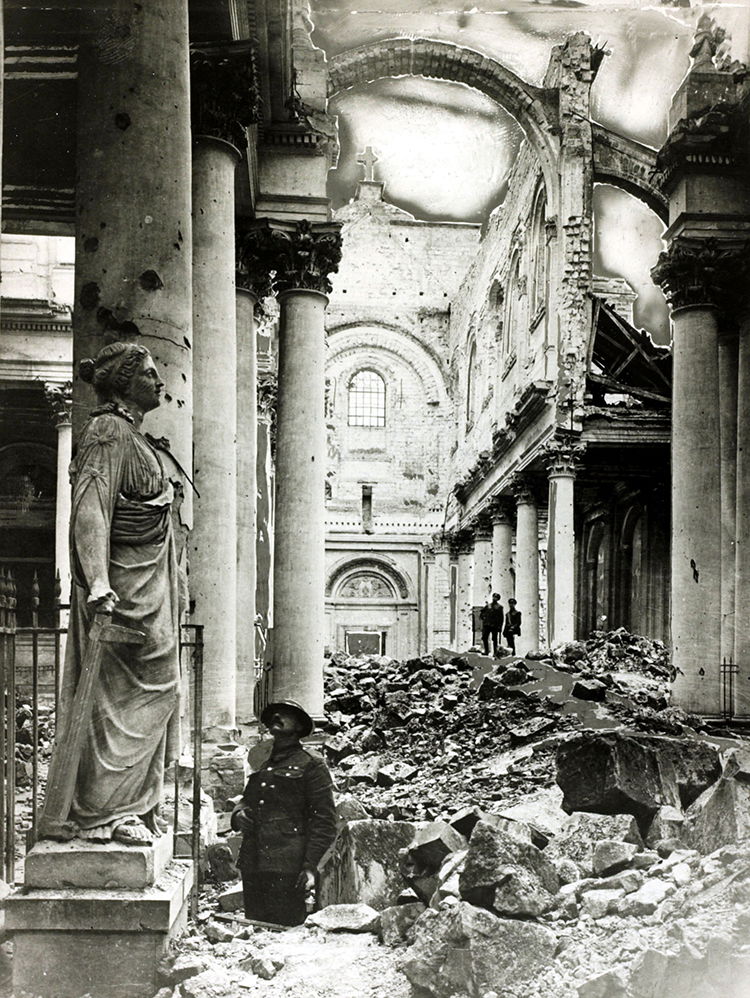 The ruins of Arras Cathedral following the German offensive of 1917. 