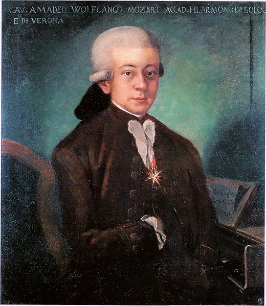 Portrait of Mozart wearing the Order of the Golden Spur, received in 1770 from Pope Clement XIV in Rome, c. 1777