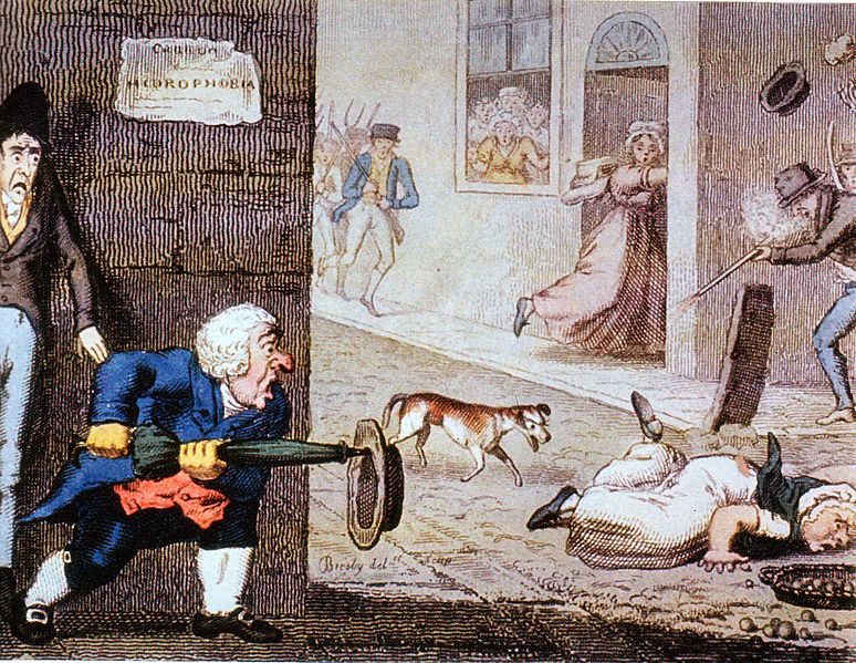 Cartoon of the hydrophobia panic of 1826