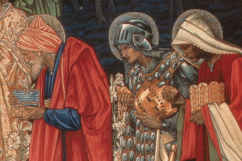 Detail of the Three Kings from The Adoration of the Magi tapestry (Manchester Metropolitan University) 