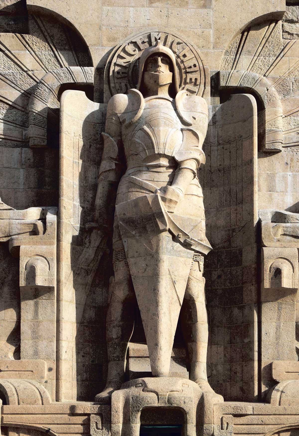 Statue of St Michael at the Völkerschlachtdenkmal, or Monument to the Battle of the Nations, Leipzig, opened in 1913 Michael Nitzschke/Alamy