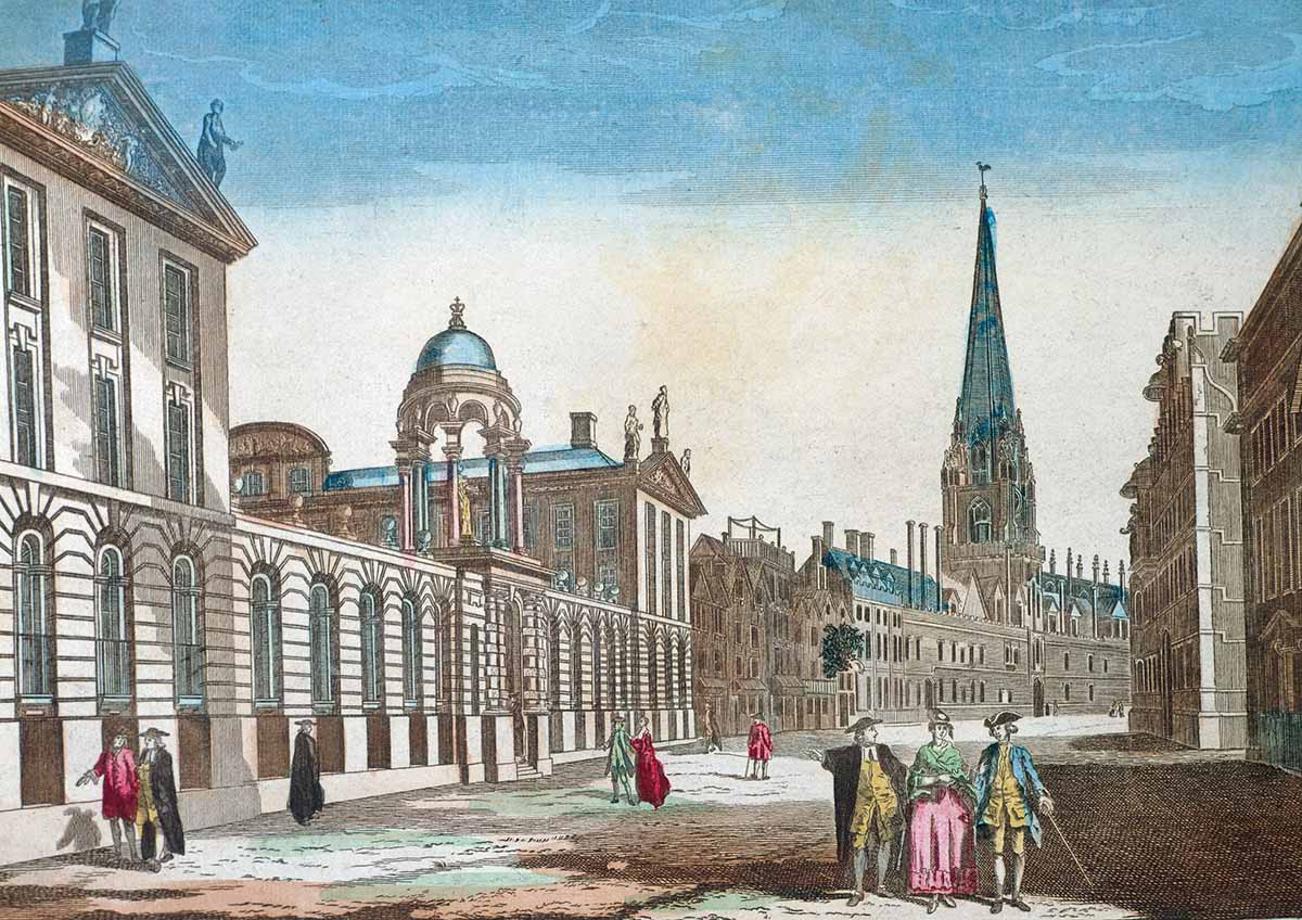 University College and Queen’s College, Oxford, 18th-century engraving © Bridgeman Images