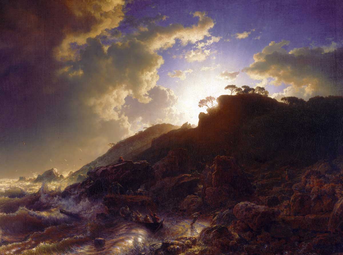 Sunset after a Storm on the Coast of Sicily,  by Andreas Achenbach, 1853 © akg-images.