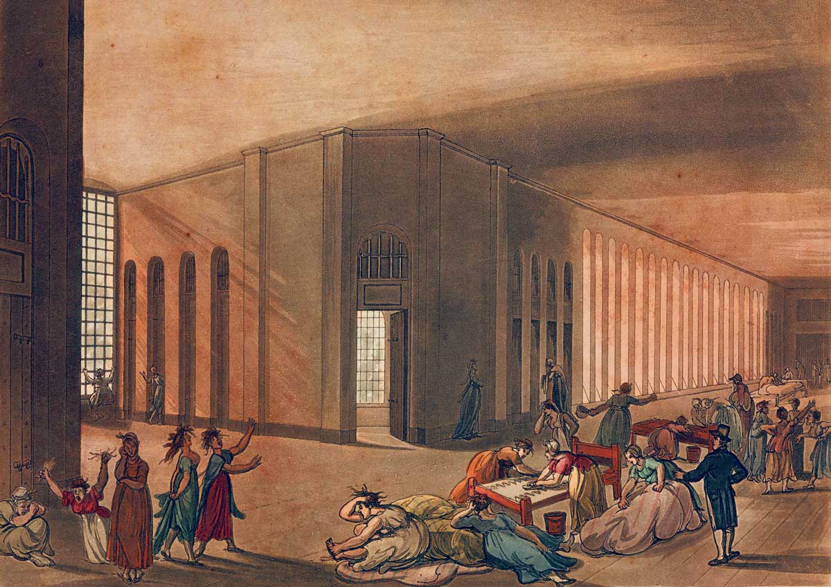 St Luke’s Hospital for Lunatics, coloured aquatint by Stadler, 1809 © Getty Images.