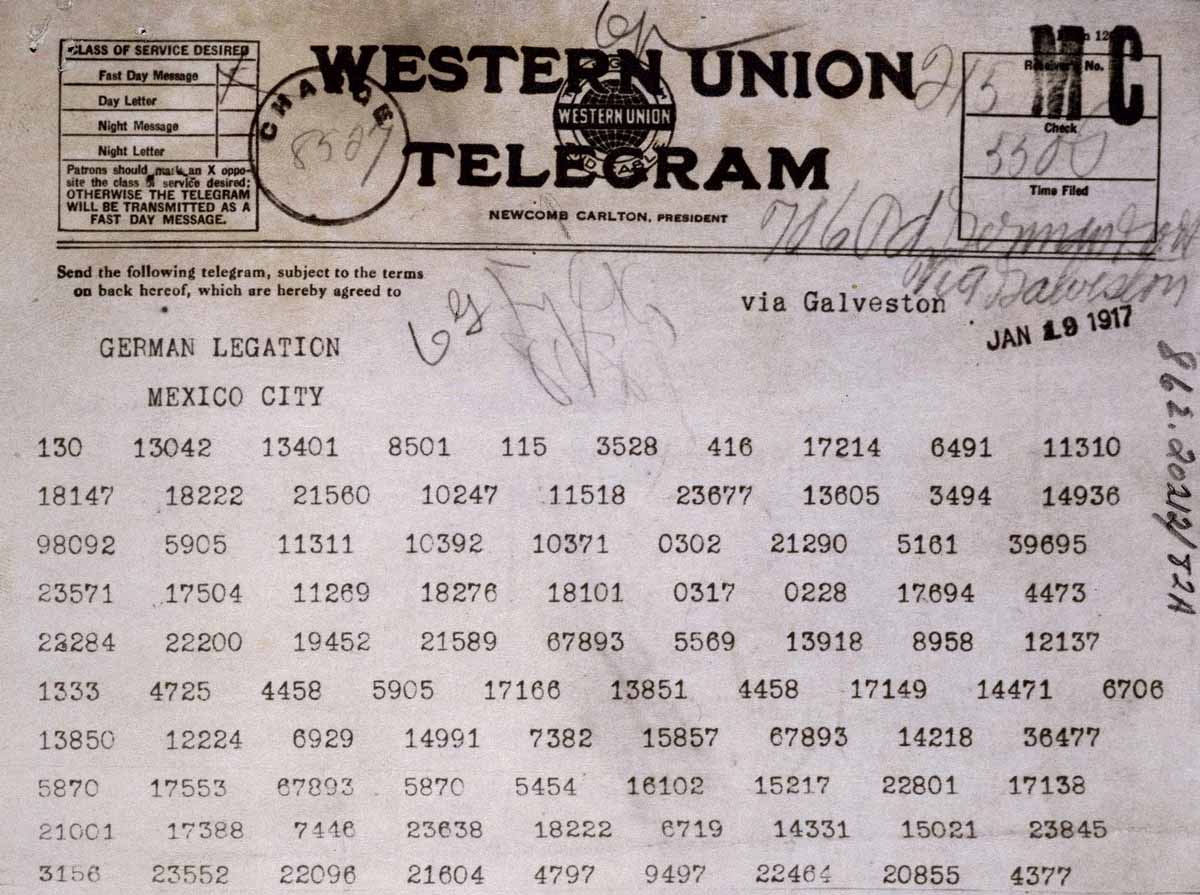 The Zimmermann Telegram, 1917 © Bridgeman Images.