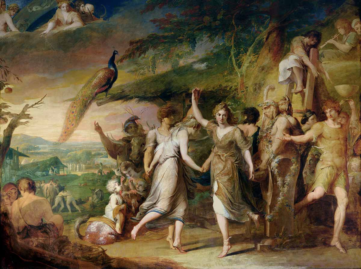 ‘A Grecian Harvest Home, or Thanksgiving to the Rural Deities, Ceres, Bacchus Sylvanus and Pan’, from The Progress of Human Culture and Knowledge, by James Barry, c.1777-84, Royal Society  of Arts, London © Bridgeman Images.