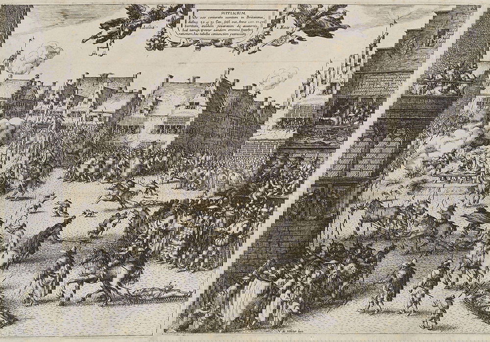 The execution of Guy Fawkes by Claes (Nicolaes) Jansz Visscher.