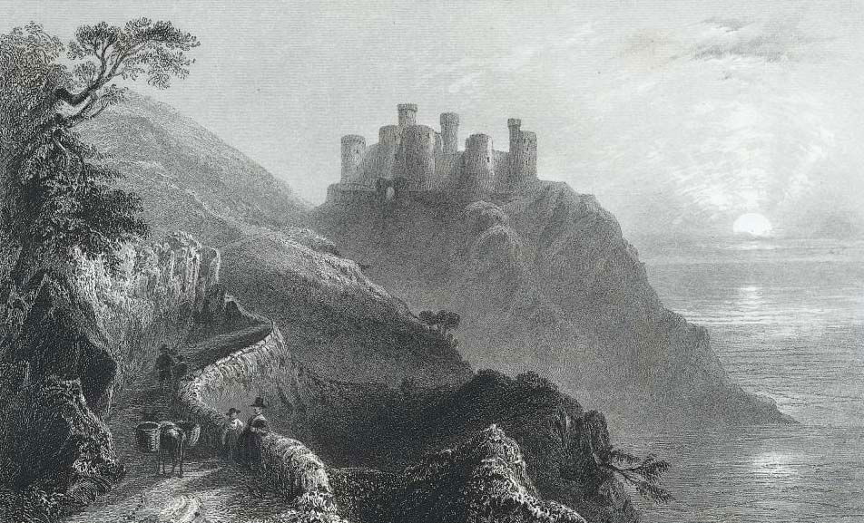 Harlech Castle, c.1841, W H Bartlett. National Library of Wales.