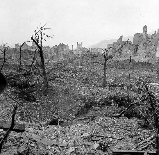 Ruins of Cassino town after the battle