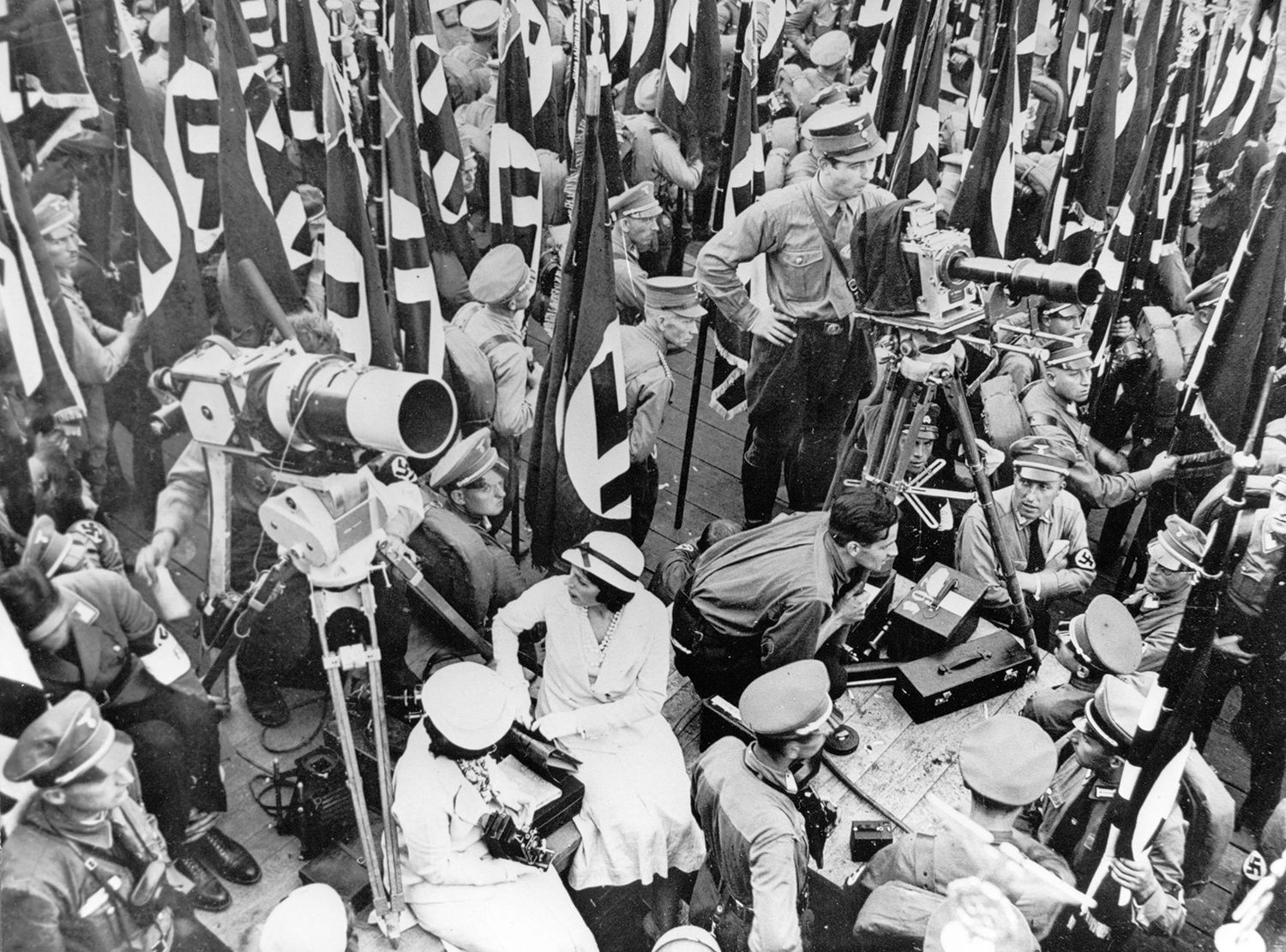 Leni Riefenstahl directing Triumph of the Will, 1934. 