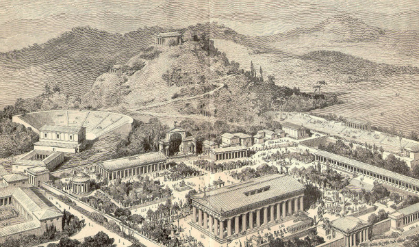 An artist's impression of ancient Olympia