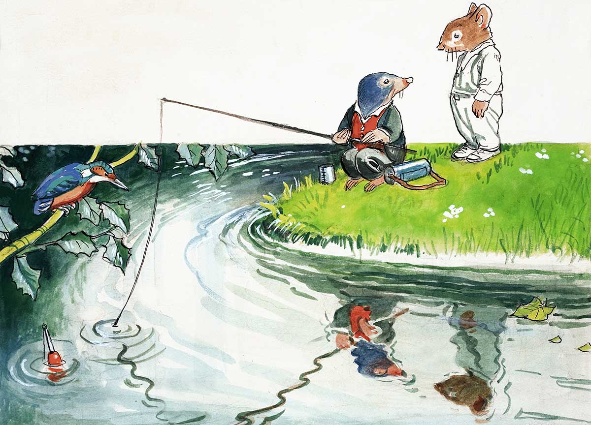 Mole and Ratty from The Wind  in the Willows, illustration by  Philip Mendoza, c.1970 © Bridgeman Images