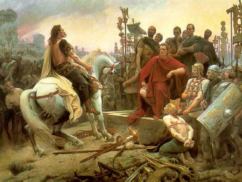 Vercingetorix surrenders to Julius Caesar