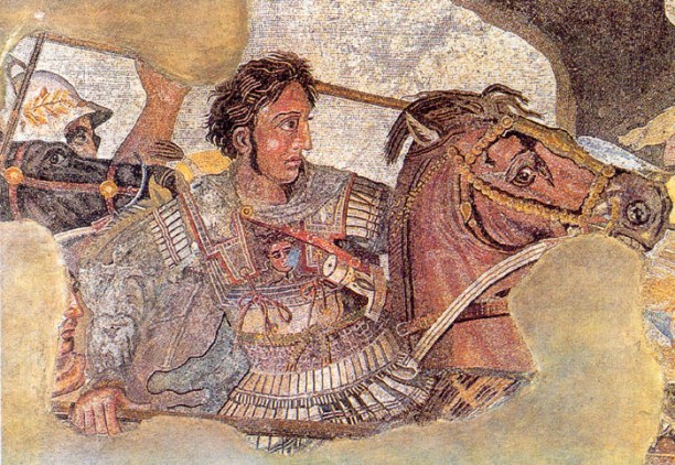 Detail of the Alexander Mosaic, representing Alexander the Great on his horse Bucephalus.