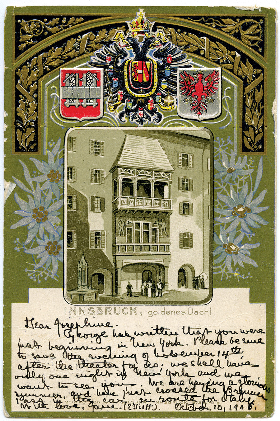 Goldenes Dachl postcard, Innsbruck, 1906.