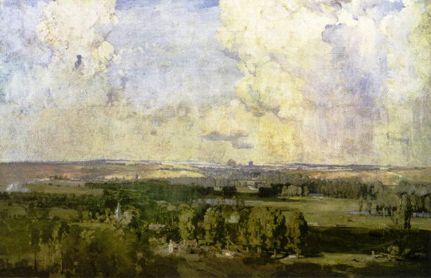 Amiens, the key to the west by Arthur Streeton, 1918.