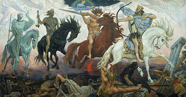 Four Horsemen of Apocalypse, by Viktor Vasnetsov. Painted in 1887.