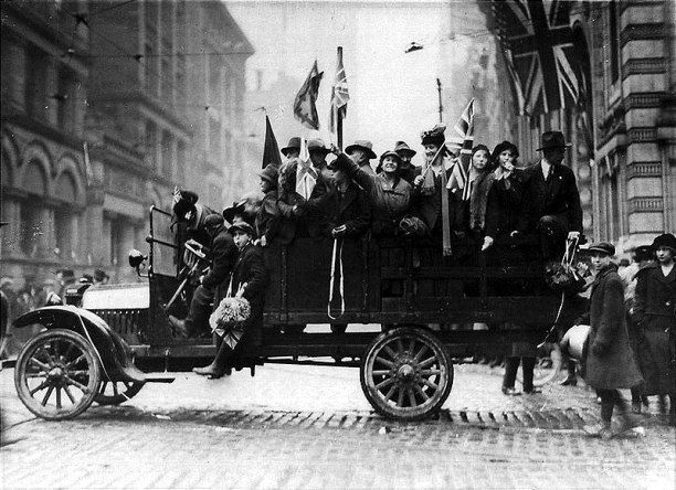 1918 Armistace Day Celebrations, King and Bay Streets Downtown Toronto.