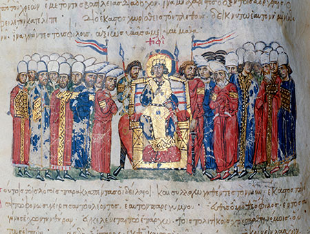 Theophilus makes a proclamation, the Scylitzes Chronicle, 11th century.