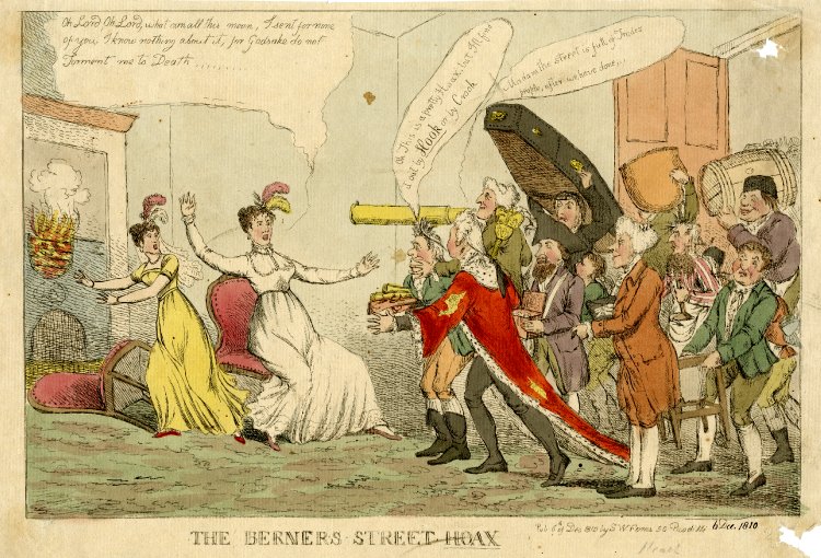 The Berners Street Hoax, caricature by William Heath, 1810.