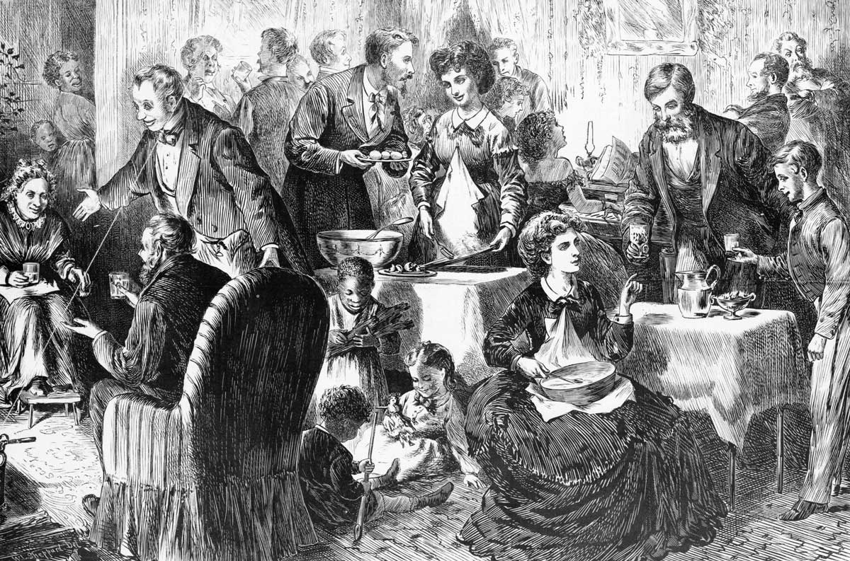 Christmas in the South: egg-nog party. William Sheppard, 1870. Library of Congress.