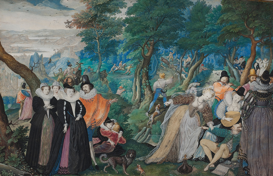 A Party in the Open Air (Allegory on Conjugal Love) by Isaac Oliver, 1590-95.