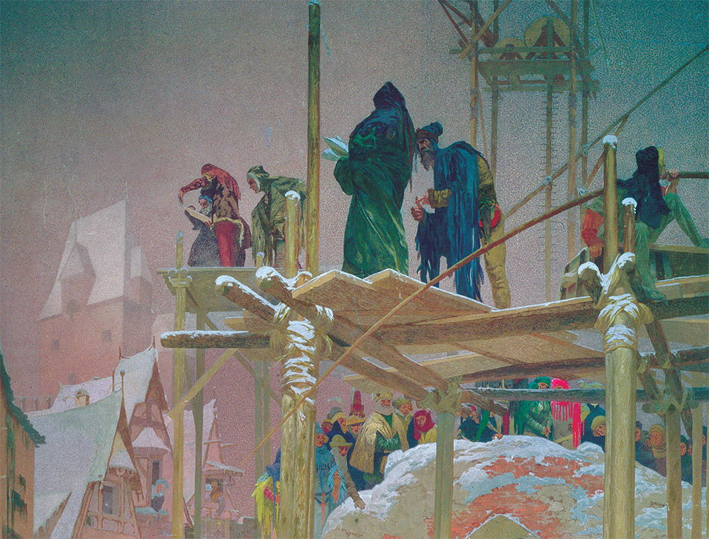 Detail from A Brothel Converted to  a Convent by Jan Milíč  of Kroměříž’, from the Slav Epic, by Alphonse Marie Mucha, 1916. 