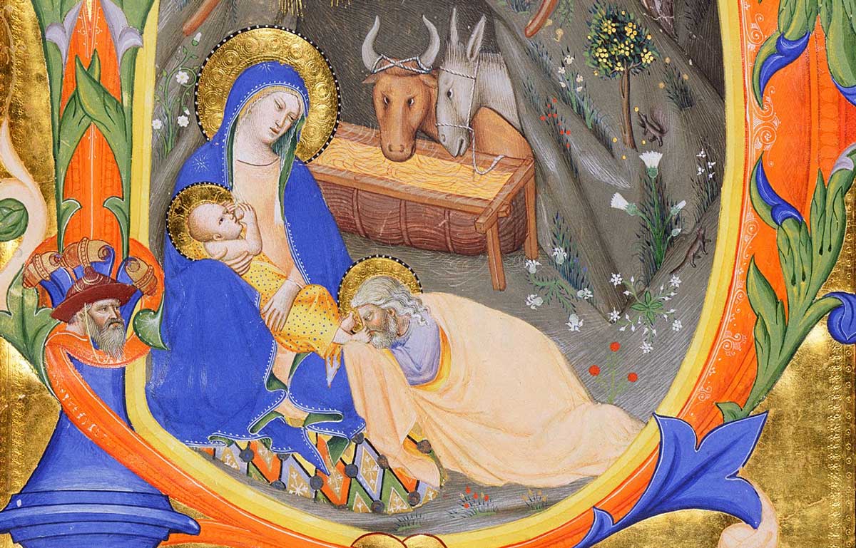 medieval christmas depiction of the nativity scene 