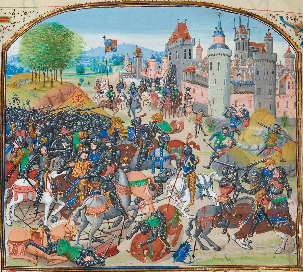 Battle of Neville's Cross, a view from Froissart's Chronicle. 