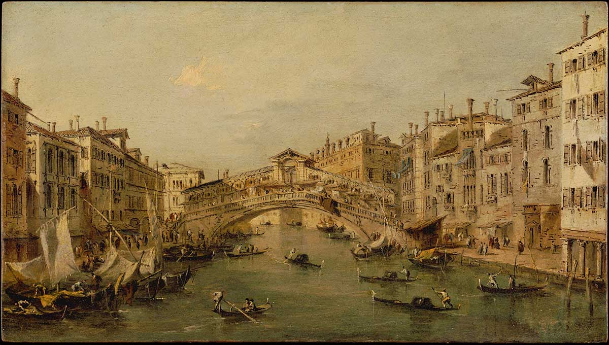Venice: The Rialto, Workshop of Francesco Guardi. Metropolitan Museum of Art.